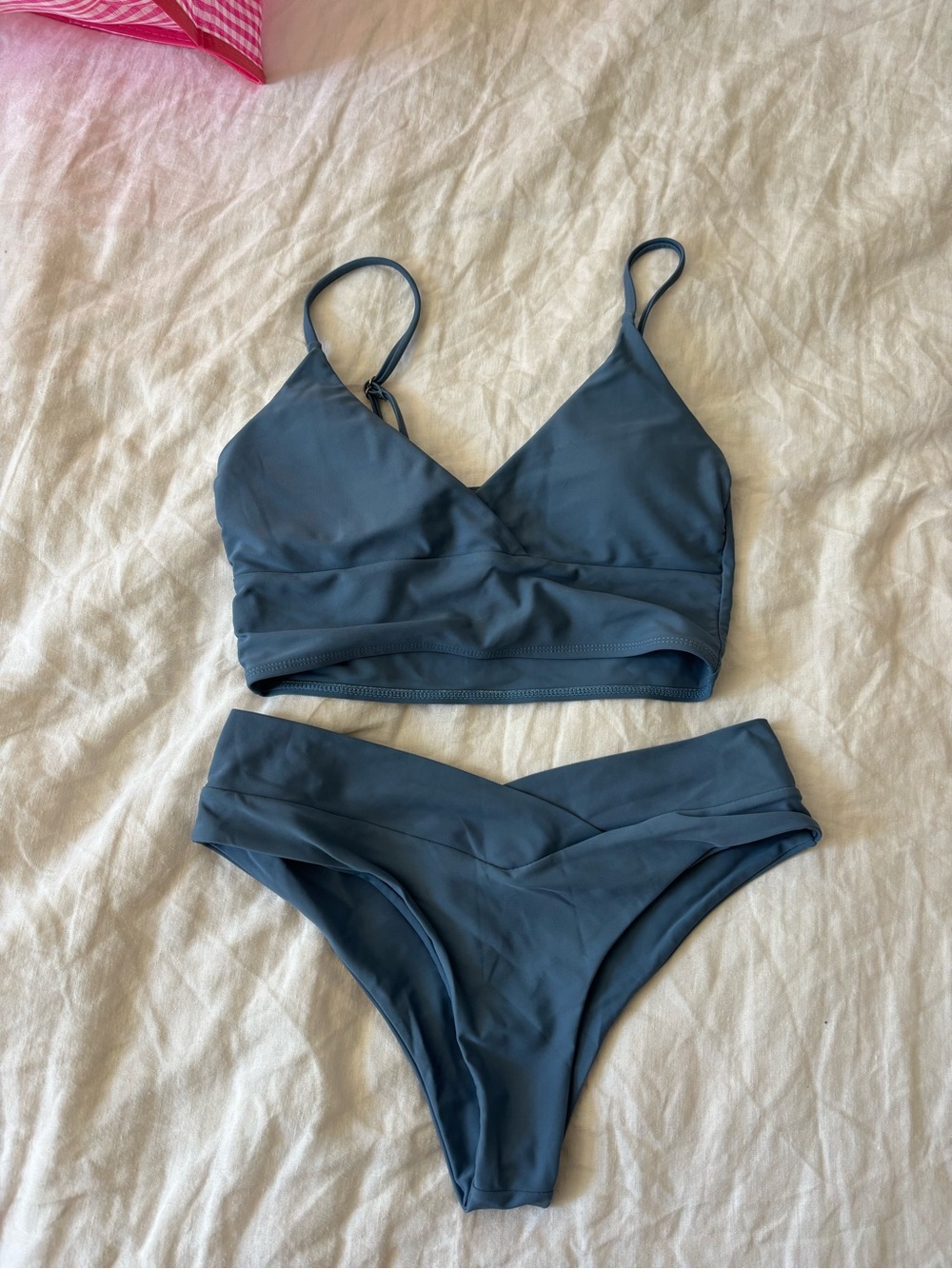 SHEIN Dusty Blue V-Neck Bikini Set